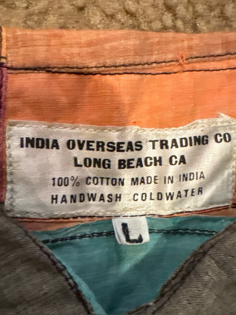 Vintage India Overseas Trading Co 1970’s Multicoloured patchwork button-up shirt - Picture 3 of 7